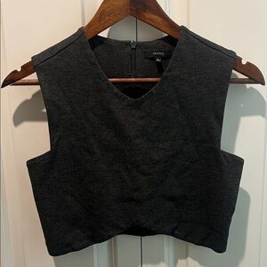 Aritzia Talula Cropped Sleeveless Manzanita Top Dark Grey Stretch Knit Small